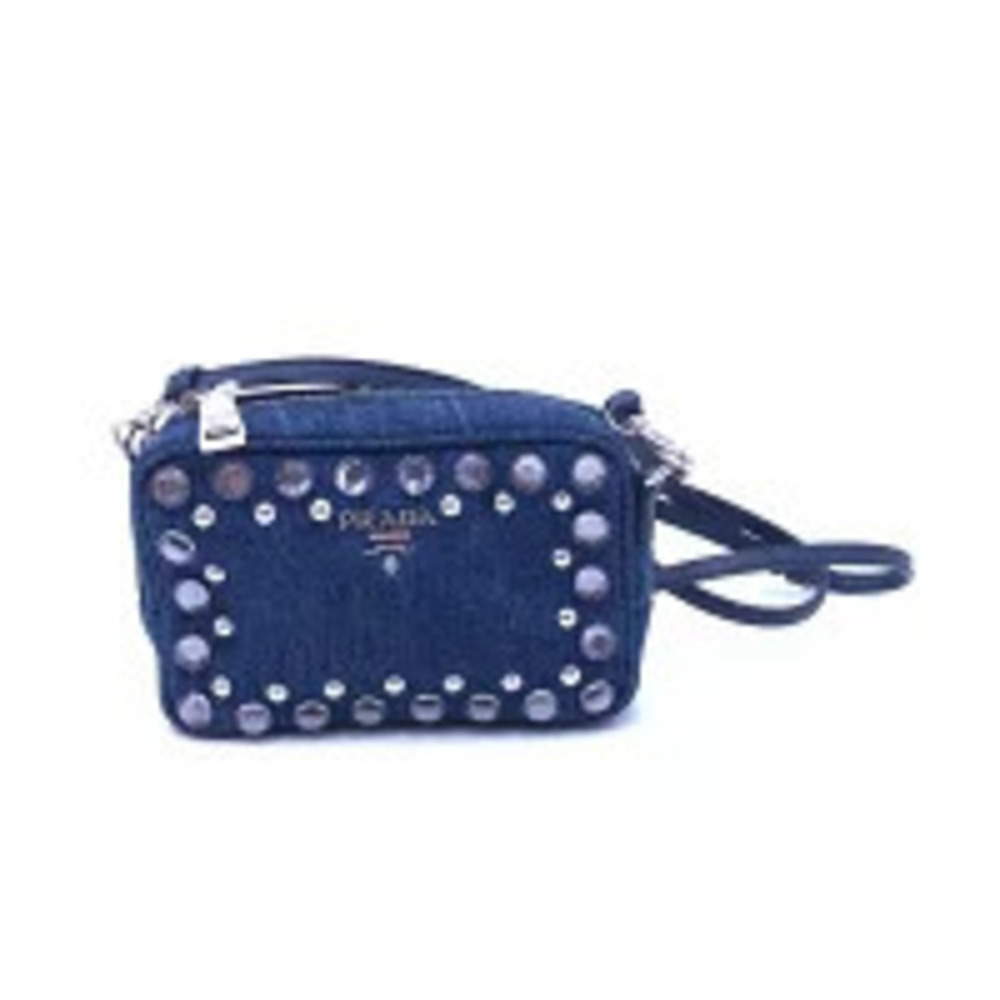 Prada blue denim shoulder bag